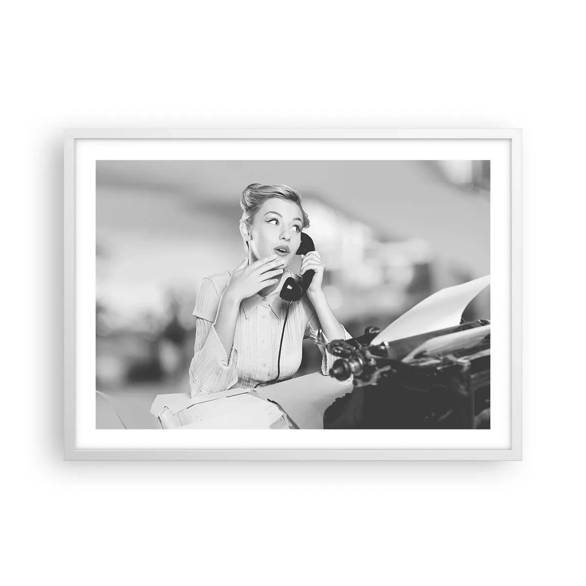 Affiche dans un cadre blanc - Poster - Hello! Ici les années 50 - 70x50 cm