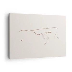 Impression sur toile - Image sur toile - Un dessin au trait subtil d'une silhouette sur un fond clair - 70x50cm - La forme du désir - Décoration murale moderne pour le salon et la chambre ARTTOR