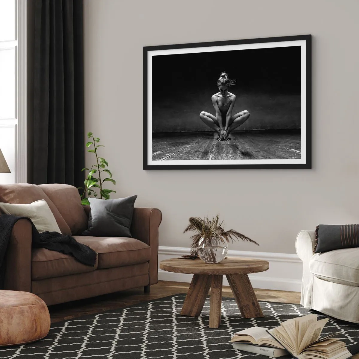 Affiche dans un cadre noir - Poster - Concentration de l'énergie de la danse - 91x61 cm