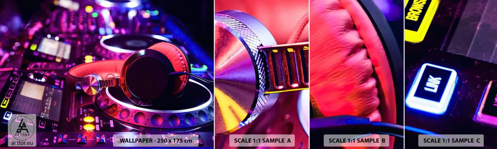 Échantillon De Papier Peint Standard Eco - Avant que le plaisir ne commence - Musique, Studio de musique, Écouteurs - 100x30 cm