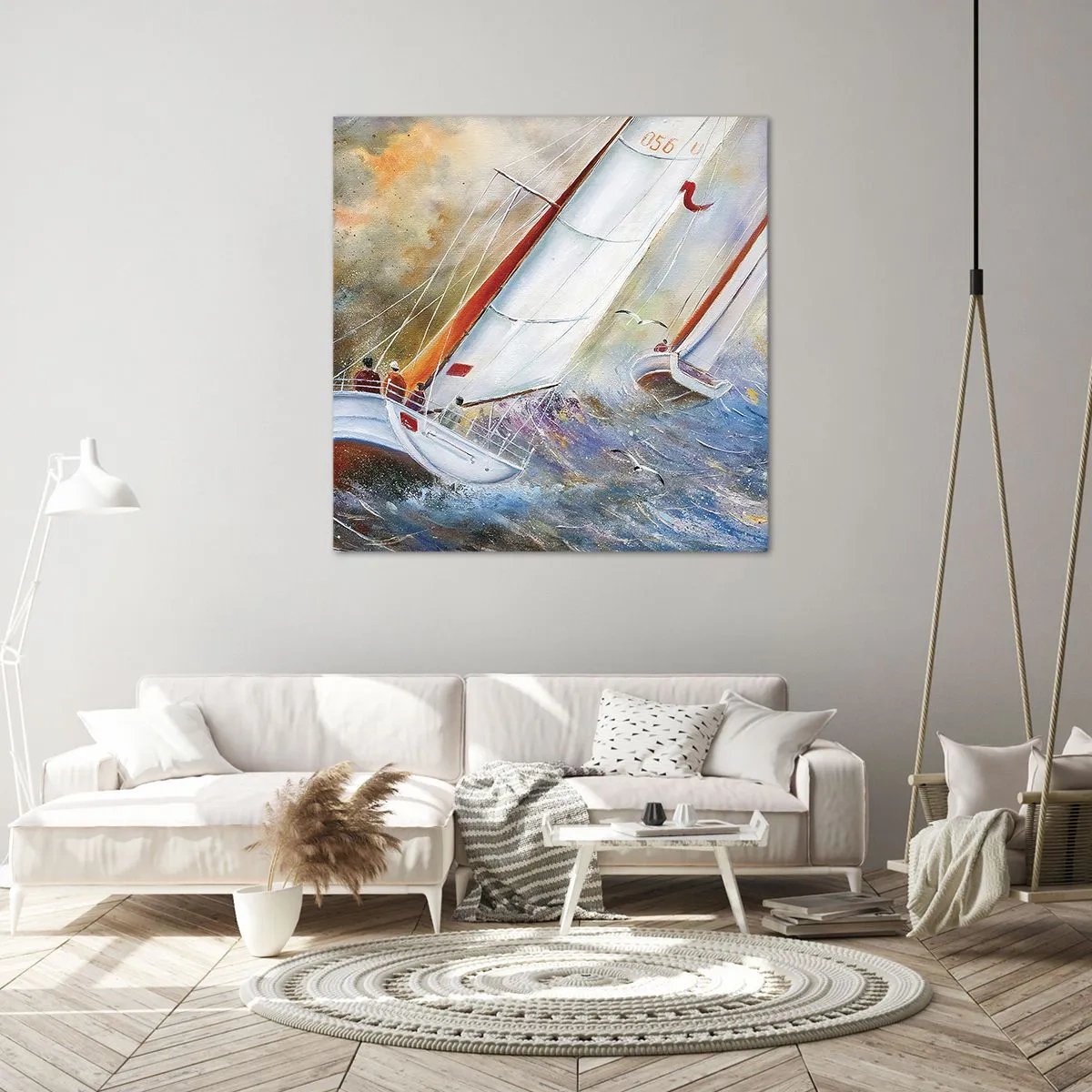 Impression sur toile - Image sur toile - Concourir sur les vagues - 70x70 cm