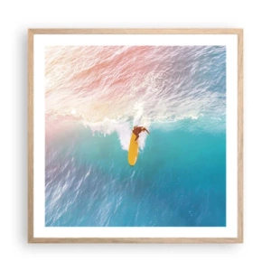 Affiche dans un chêne clair - Poster - Le cavalier de l'océan - 60x60 cm