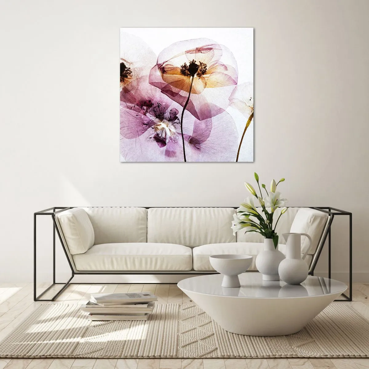 Impression sur verre - Image sur verre - Corps de fleurs transparente - 30x30 cm