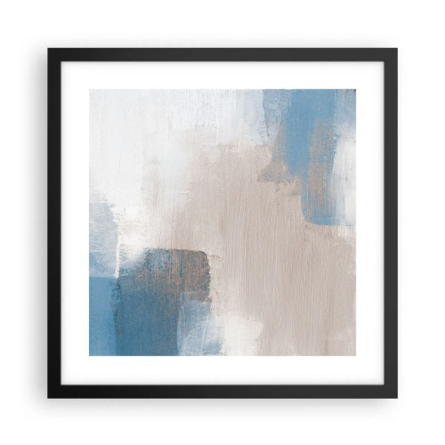 Affiche dans un cadre noir - Poster - Abstraction rose derrière un rideau de bleu - 40x40 cm