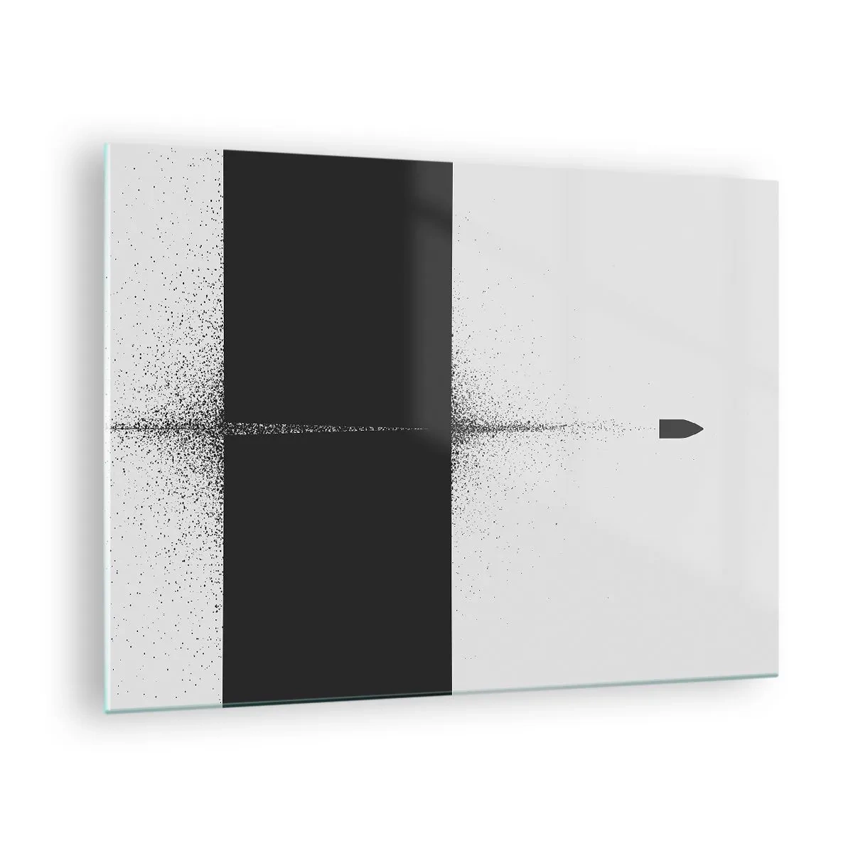 Impression sur verre - Image sur verre - Une composition abstraite en noir et blanc avec une ligne dynamique - 70x50cm - Droit au but - Décoration murale moderne pour le salon et la chambre ARTTOR