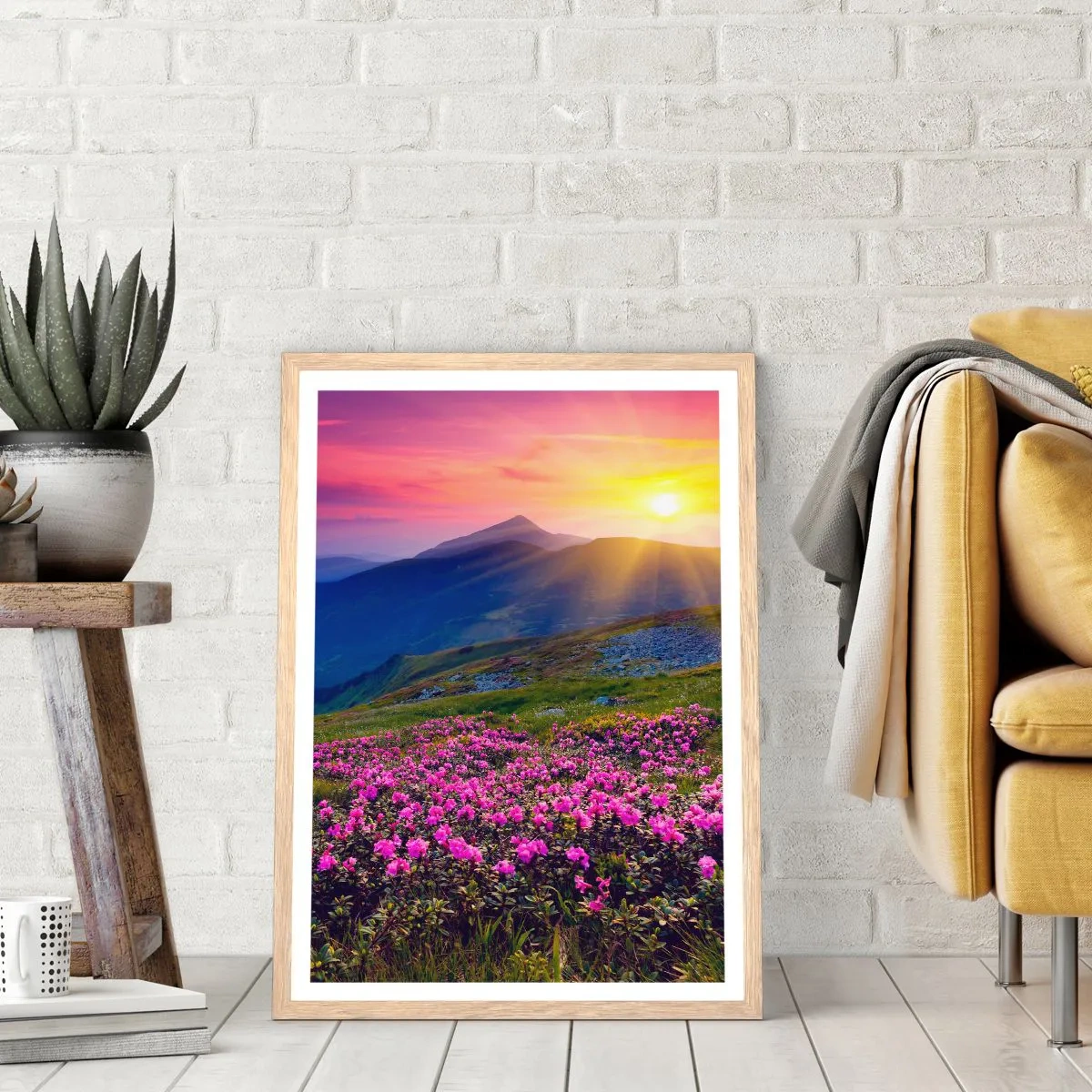 Affiche dans un chêne clair - Poster - … Et autour, ça sent le pin des montagnes et l'odeur de la prairie - 50x70 cm