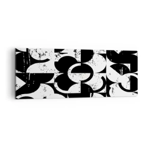Impression sur toile - Image sur toile - Motif géométrique abstrait noir et blanc avec un effet vintage - 140x50cm - Le blanc est blanc et le noir est noir - Décoration murale moderne pour le salon et la chambre ARTTOR