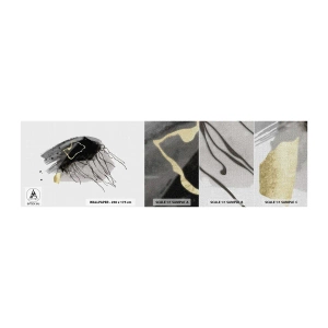 Échantillon de Papier Peint Premium Canvas - En noir et en or - Abstraction, Morceau, Graphique - 100x30 cm