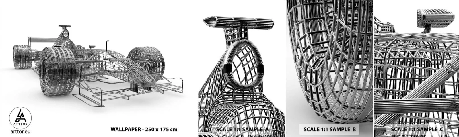 Échantillon De Papier Peint Standard Eco - Design parfait - idée de course - 3D, Voiture de course, Graphique - 100x30 cm