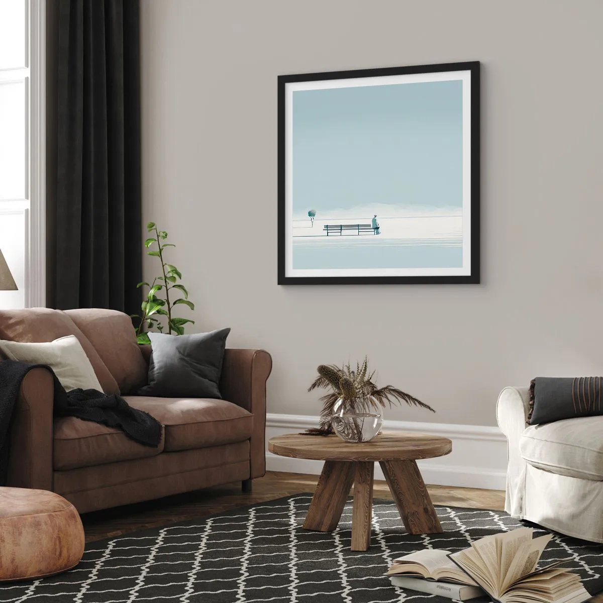 Affiche dans un cadre noir - Poster - Oui, j'attends. - 60x60 cm