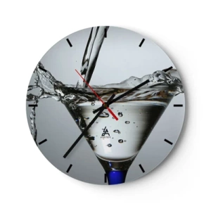 Horloge murale - Pendule murale - Un verre rempli d'eau éclaboussante - 30x30cm - Sur le bord de la coupe - Décoration murale moderne pour le salon, la cuisine et la chambre ARTTOR