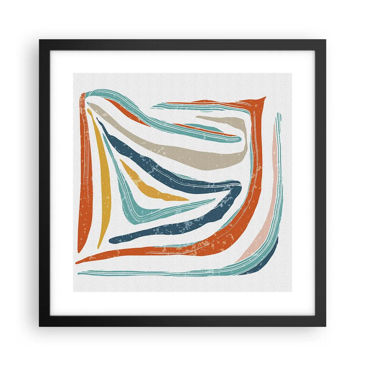 Affiche dans un cadre noir - Poster - Abstraction avec un sourire amical - 40x40 cm