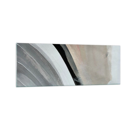 Impression sur verre - Image sur verre - Arche abstraite dans les tons de noir, gris et beige - 140x50cm - Composition : arc de noir et gris - Décoration murale moderne pour le salon et la chambre ARTTOR