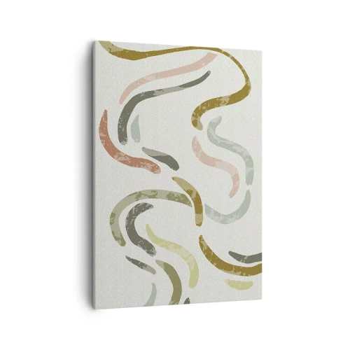 Impression sur toile - Image sur toile - Arcs abstraits aux couleurs pastel - 50x70cm - Une joyeuse danse de l'abstraction - Décoration murale moderne pour le salon et la chambre ARTTOR