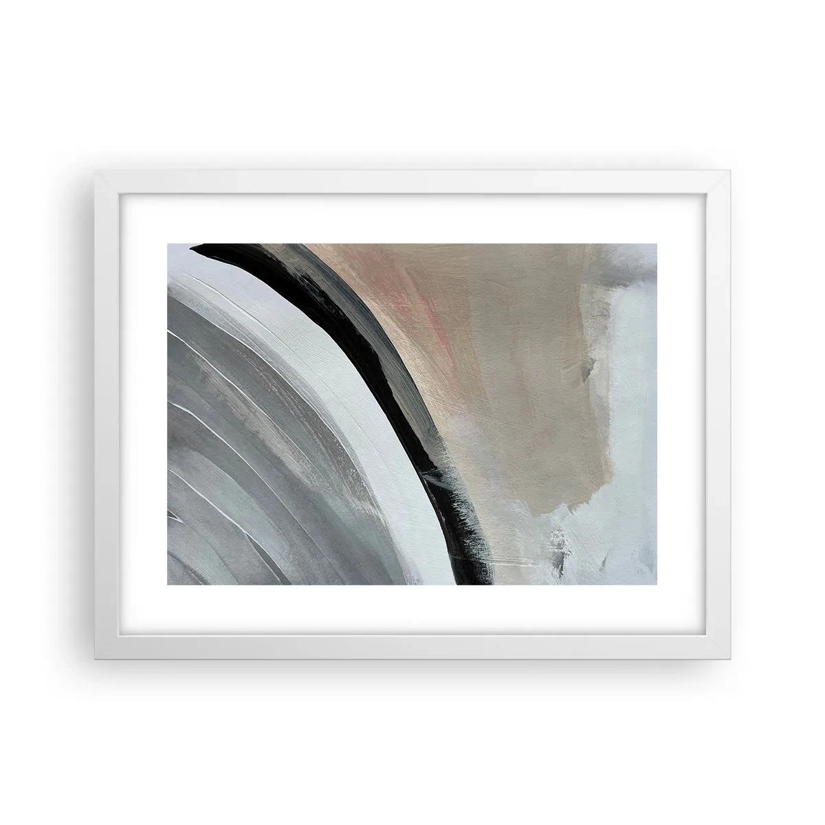 Affiche dans un cadre blanc - Poster - Composition : arc de noir et gris - 40x30 cm