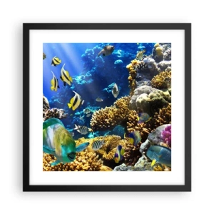 Affiche dans un cadre noir - Poster - Beaucoup de circulation sur la route des vacances - 40x40 cm