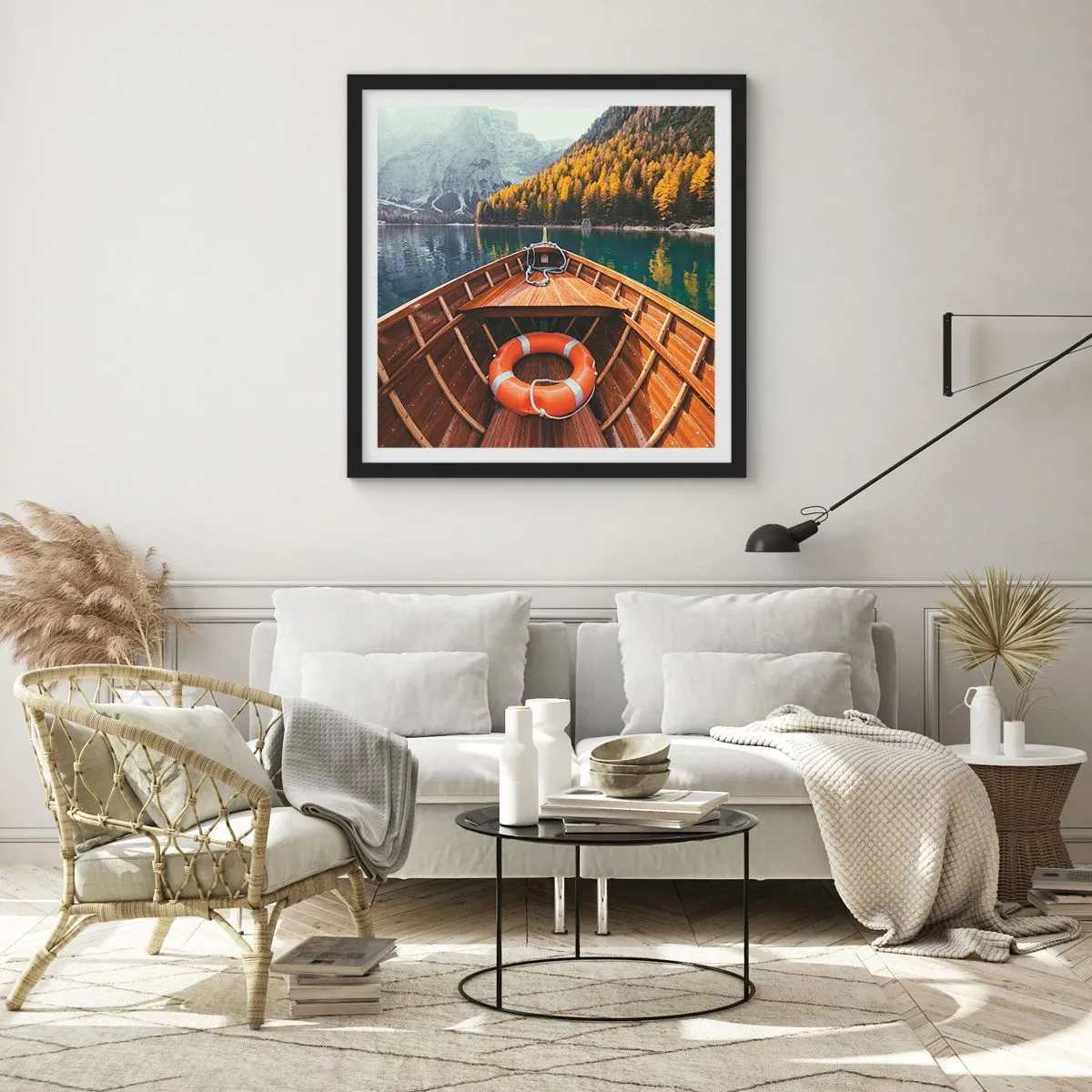 Affiche dans un cadre noir - Poster - Escapade en montagne - 50x50 cm