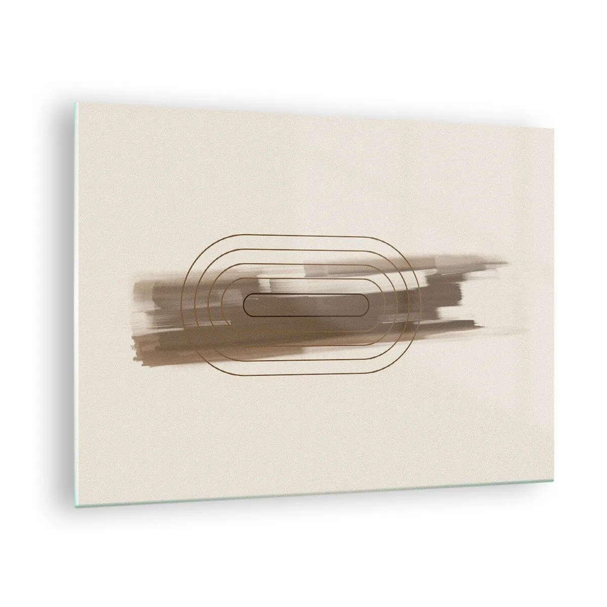 Impression sur verre - Image sur verre - Abstraction dans les tons de marron avec un motif minimaliste - 70x50cm - Parfum de gris - Décoration murale moderne pour le salon et la chambre ARTTOR