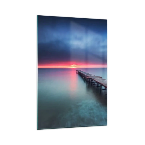 Impression sur verre - Image sur verre - Une jetée en bois menant directement à la mer au coucher du soleil - 80x120cm - Entre le ciel et la terre - Décoration murale moderne pour le salon et la chambre ARTTOR