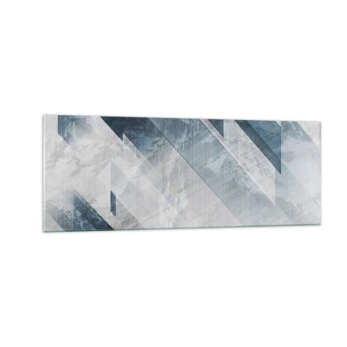 Impression sur verre - Image sur verre - Lignes abstraites dans des tons de gris et de bleu - 140x50cm - Composition spatiale - mouvement gris - Décoration murale moderne pour le salon et la chambre ARTTOR
