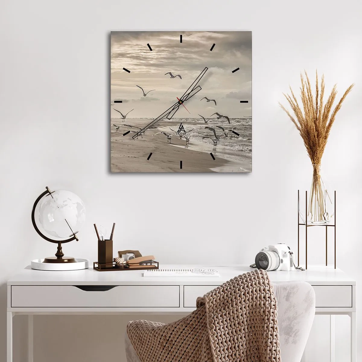 Horloge murale - Pendule murale - Le bruit de la mer, le chant des oiseaux - 30x30 cm