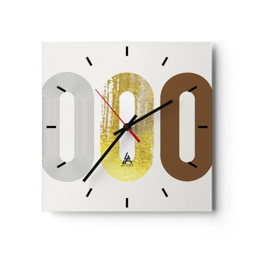 Horloge murale - Pendule murale - Motif abstrait de trois formes géométriques - 30x30cm - Ooo! - Décoration murale moderne pour le salon et la chambre ARTTOR