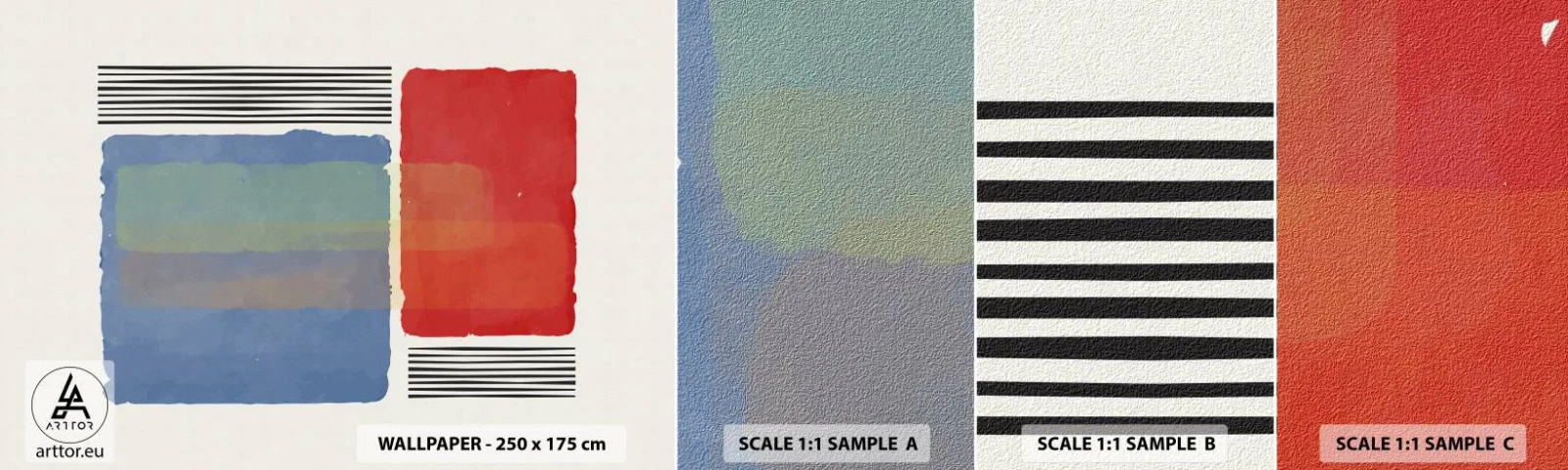 Échantillon De Papier Peint Standard Eco - Esprit et lettre de la géométrie - Abstraction, Morceau, Art moderne. - 100x30 cm