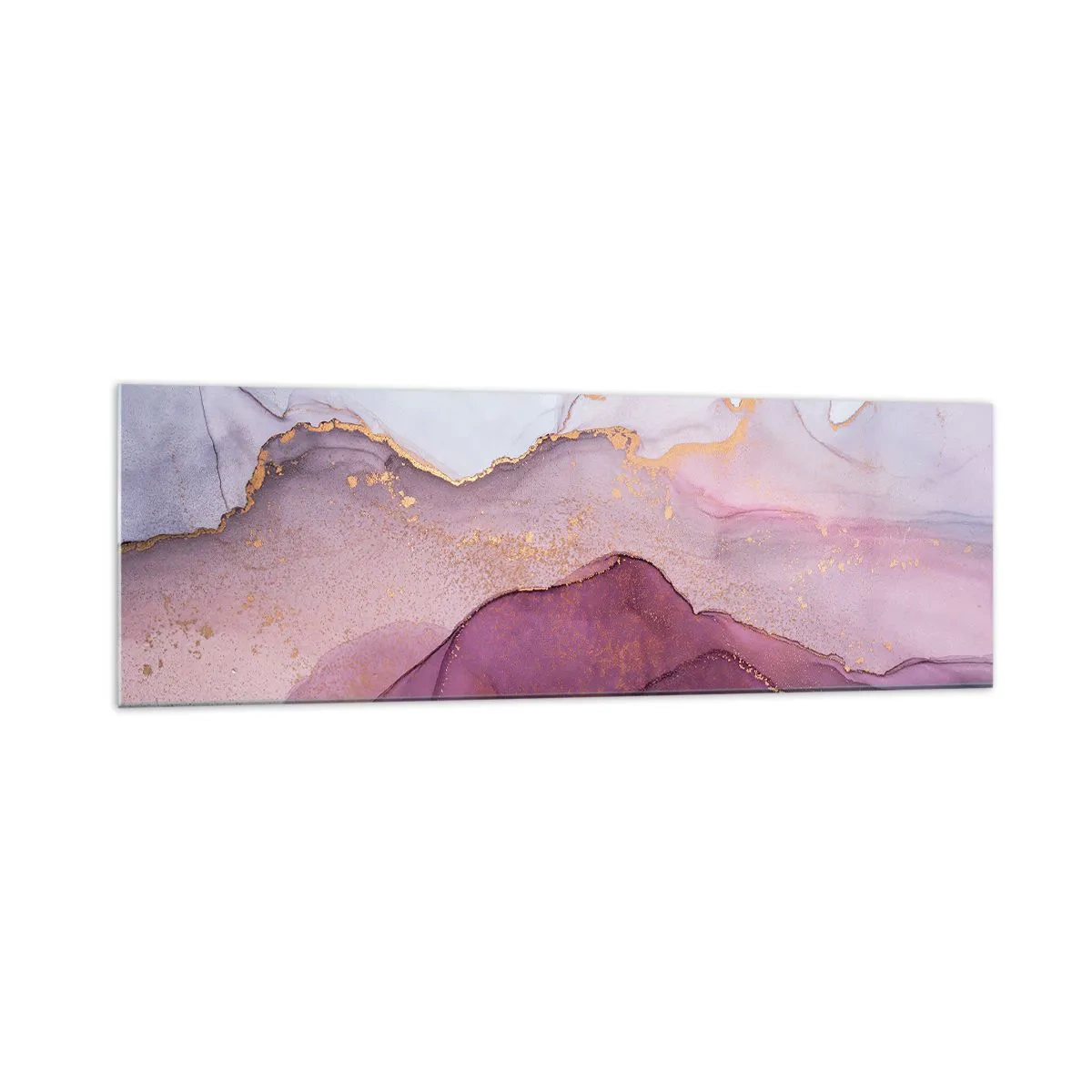 Impression sur verre - Image sur verre - Une composition abstraite dans des tons de violet et d'or. - 160x50cm - Vagues lilas et violettes - Décoration murale moderne pour le salon et la chambre ARTTOR