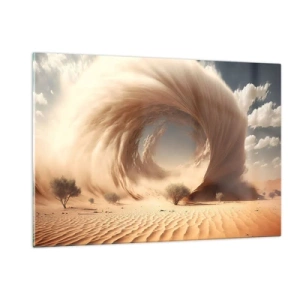 Impression sur verre - Image sur verre - Un vortex de sable du désert crée un portail depuis le ciel et les dunes. - 120x80cm - Portail ouvert - Décoration murale moderne pour le salon et la chambre ARTTOR
