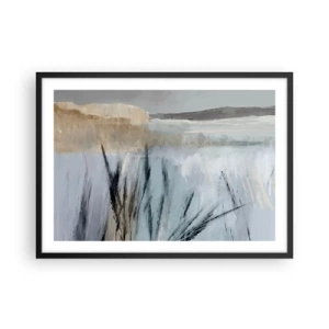 Affiche dans un cadre noir - Poster - Un paysage hivernal pittoresque avec des champs et des herbes - 70x50cm - Champs d'hiver - Décoration murale moderne pour le salon et la chambre ARTTOR