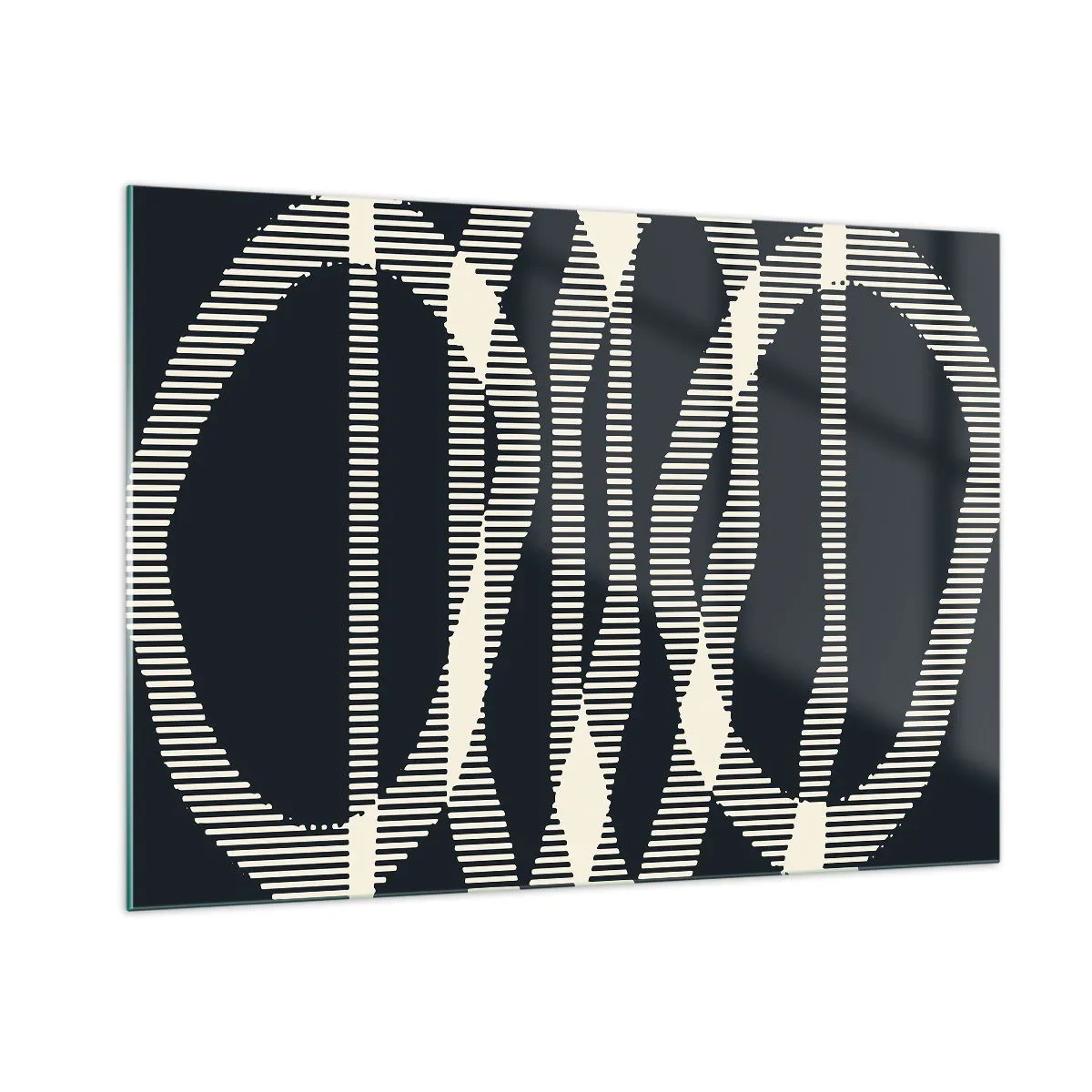 Impression sur verre - Image sur verre - Lignes géométriques dans les tons de noir et de beige - 100x70cm - Une tentative de briser l'obscurité - Décoration murale moderne pour le salon et la chambre ARTTOR