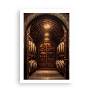 Affiche - Poster - Cave à vin élégante avec fûts en bois - 50x70cm - Cave climatisée - Décoration murale moderne pour le salon et la chambre ARTTOR