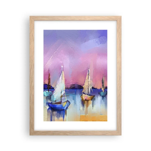 Affiche dans un chêne clair - Poster - Direction: les eaux larges - 30x40 cm