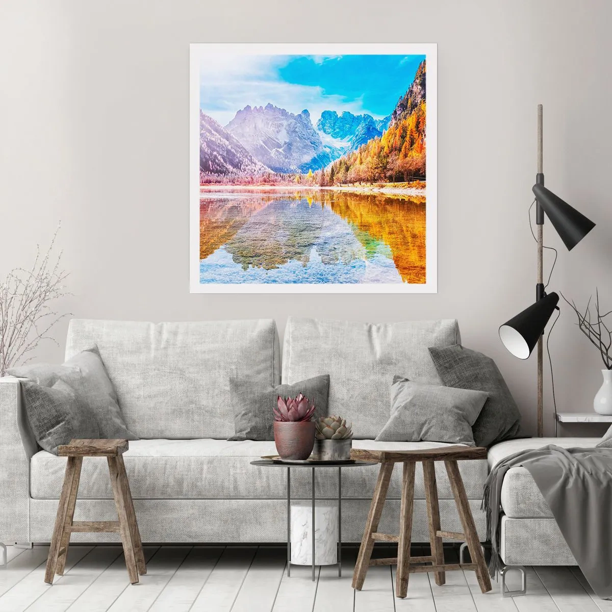 Affiche - Poster - C'est déjà le printemps à la montagne - 40x40 cm