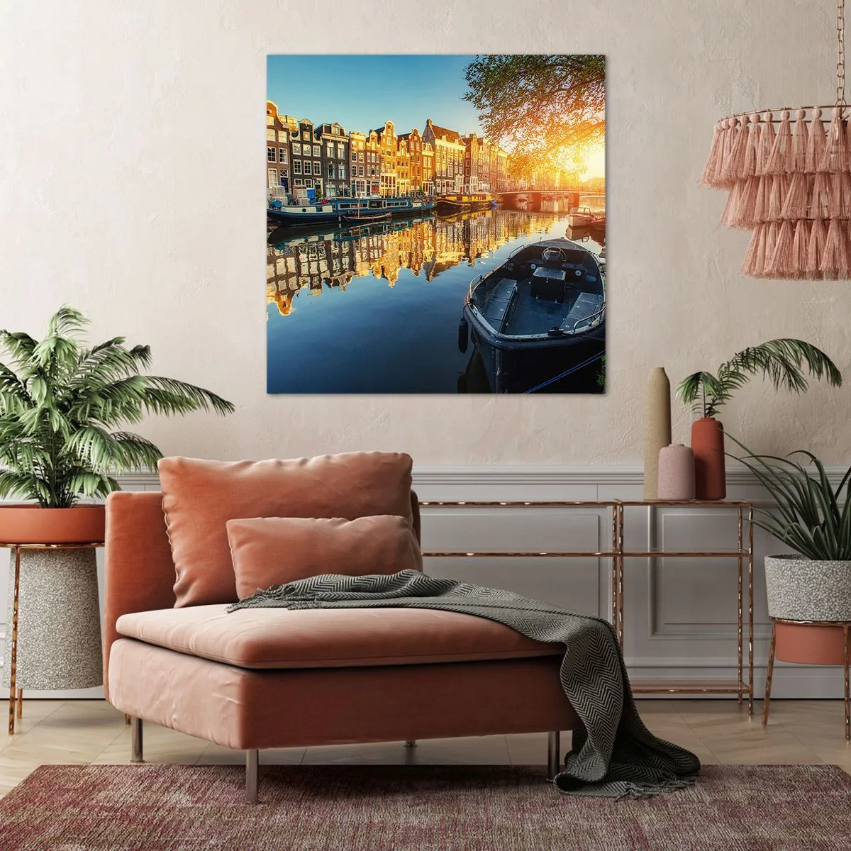 Impression sur toile - Image sur toile - Début de journée à Amsterdam - 70x70 cm