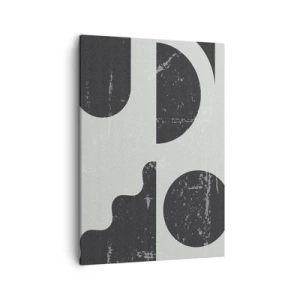 Impression sur toile - Image sur toile - Motifs géométriques dans les tons de noir et de gris - 50x70cm - Composition dessus et dessous - Décoration murale moderne pour le salon et la chambre ARTTOR