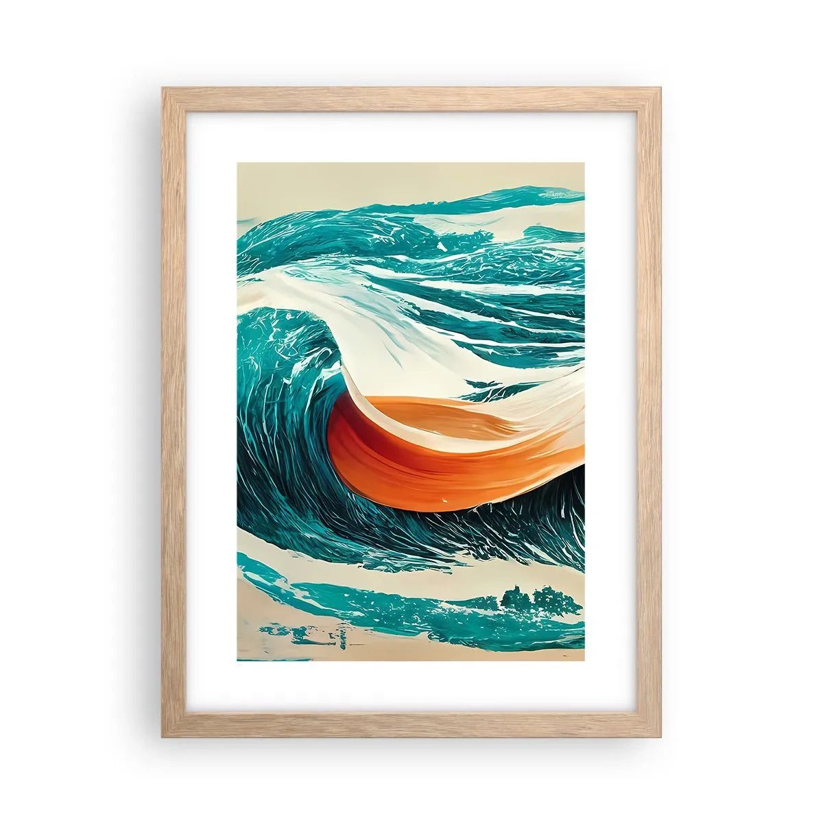 Affiche dans un chêne clair - Poster - Le rêve d'un surfeur - 30x40 cm