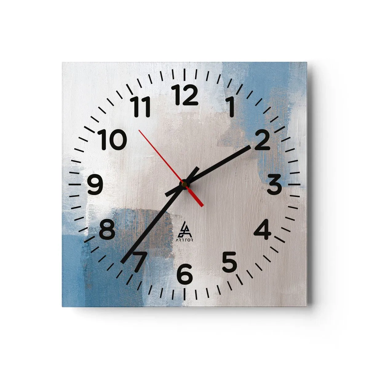 Horloge murale - Pendule murale - Abstraction rose derrière un rideau de bleu - 30x30 cm