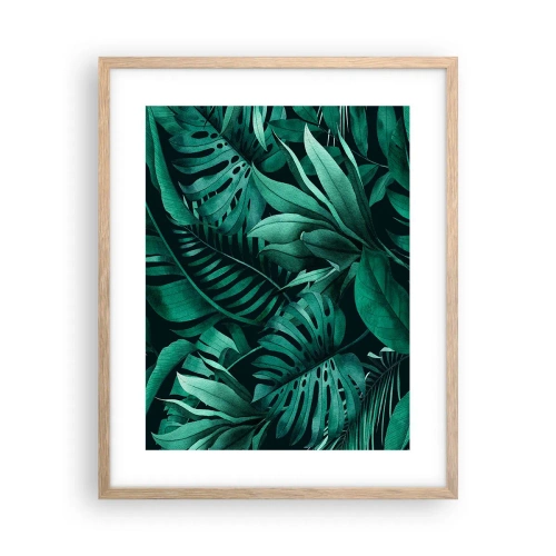 Affiche dans un chêne clair - Poster - Profondeur du vert tropical - 40x50 cm