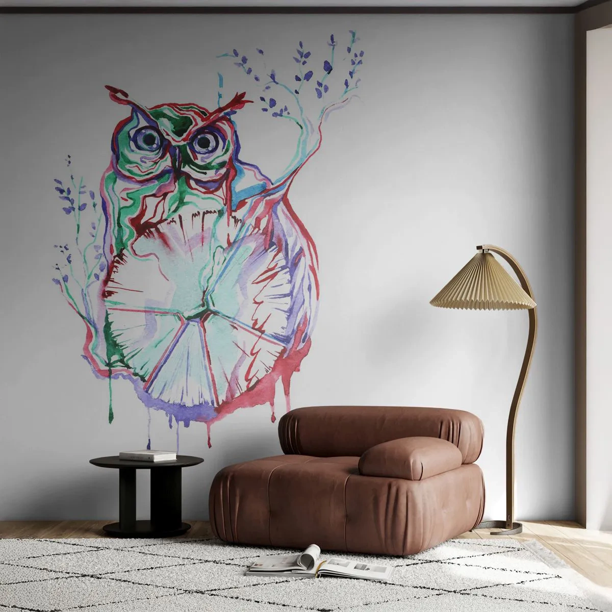 Papier Peint Photo Premium Canvas - Sage par nature - Oiseau, Hibou, Pour les enfants - 400x280 cm