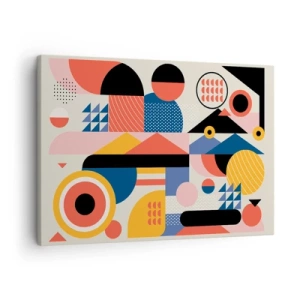 Impression sur toile - Image sur toile - Formes géométriques colorées dans un style rétro - 70x50cm - Composition : jouer - Décoration murale moderne pour le salon et la chambre ARTTOR