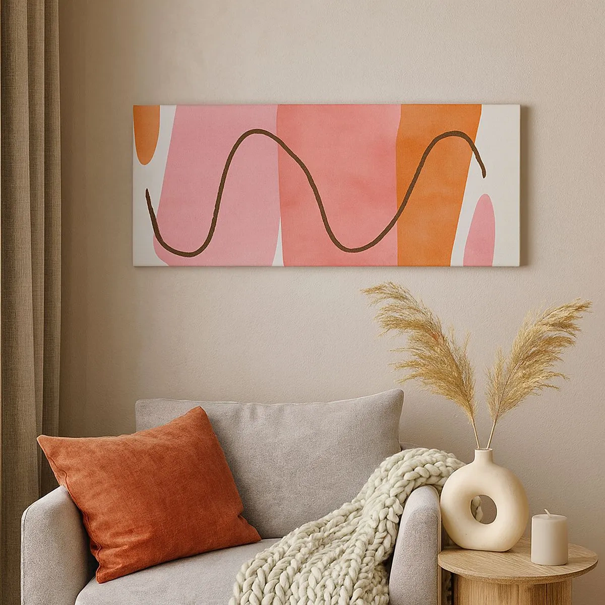 Impression sur toile - Image sur toile - mouvement doux des formes - 100x40 cm