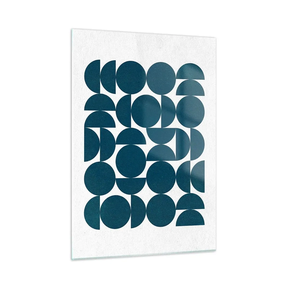 Impression sur verre - Image sur verre - Une composition moderne composée de cercles et de demi-cercles bleu marine - 50x70cm - Cercles et demi-cercles - Décoration murale moderne pour le salon et la chambre ARTTOR