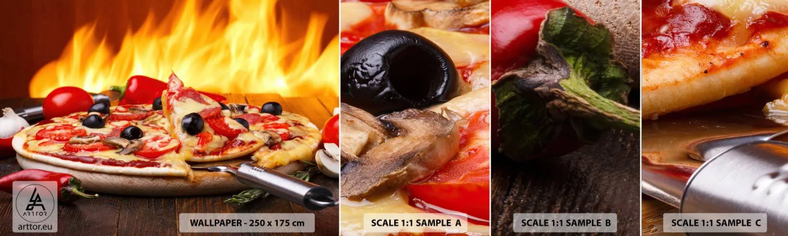 Échantillon De Papier Peint Standard Eco - From Italy with love - La gastronomie, Pizza, Italie - 100x30 cm