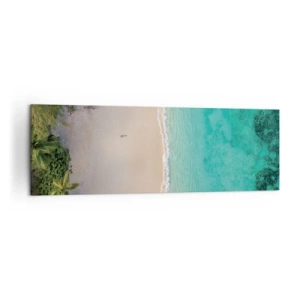 Impression sur toile - Image sur toile - Vue aérienne d'une plage tropicale aux eaux turquoises - 160x50cm - Plage paradisiaque - Décoration murale moderne pour le salon et la chambre ARTTOR