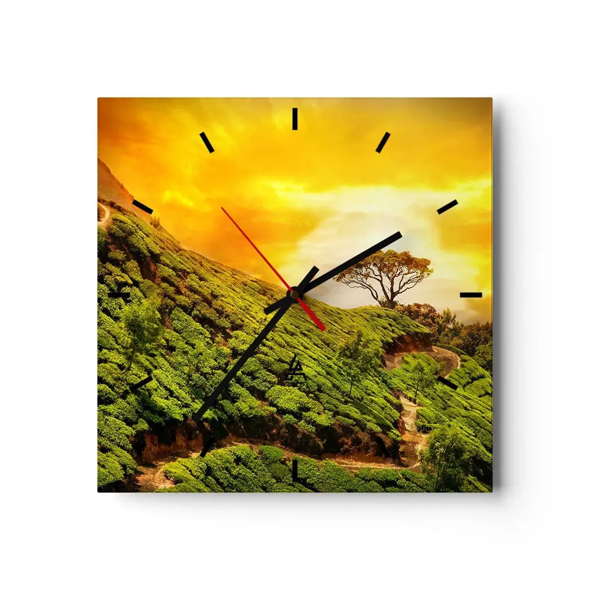 Horloge murale - Pendule murale - Un chemin sinueux, une pente verte - 40x40 cm