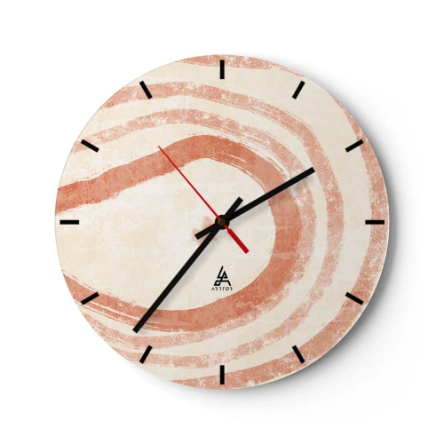 Horloge murale - Pendule murale - Cercles de corail abstraits sur fond clair - 30x30cm - Cercles de corail – composition - Décoration murale moderne pour le salon, la cuisine et la chambre ARTTOR