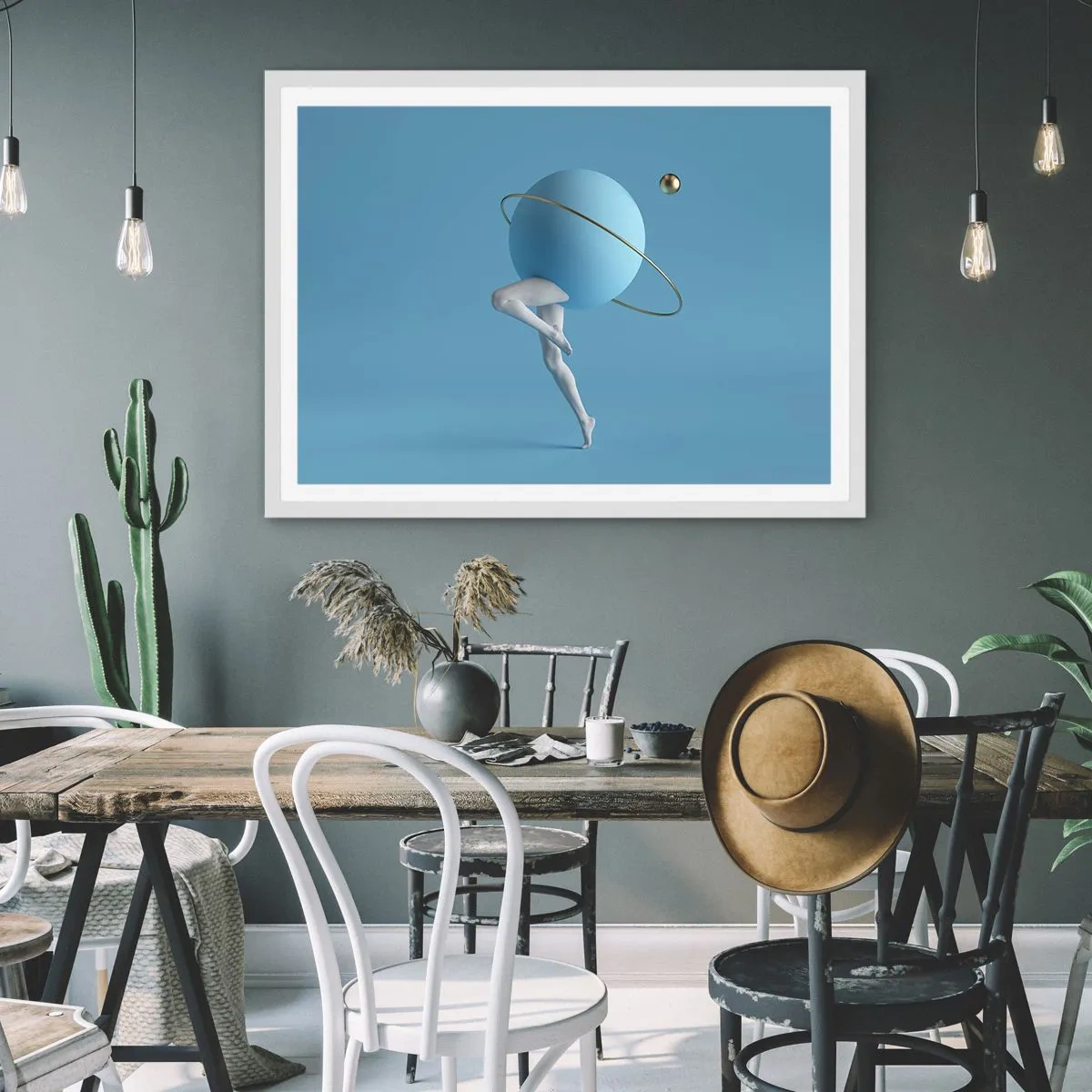 Affiche dans un cadre blanc - Poster - Et les planètes deviennent folles - 50x40 cm