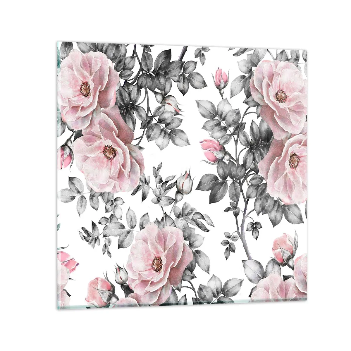 Impression sur verre - Image sur verre - Se perdre dans les fleurs des roses - 50x50 cm