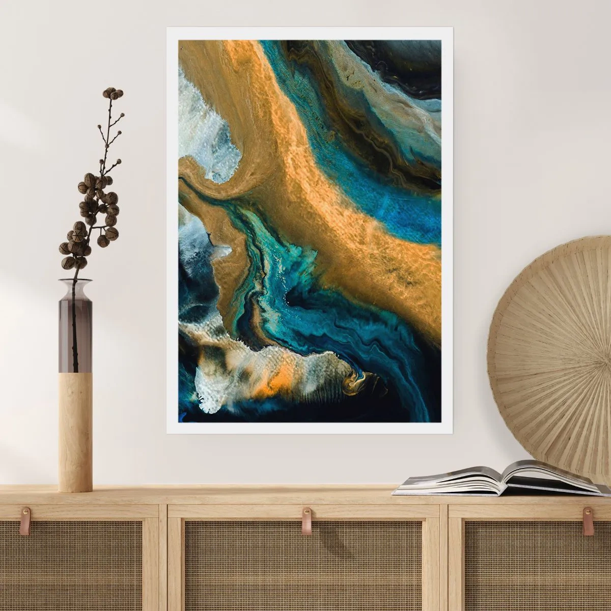 Affiche - Poster - Bleu - jaune - influences mutuelles - 40x50 cm